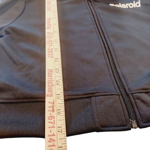 Polaroid Brand Black Cropped Fleece Lined Half Jacket Rainbow Women's Medium EUC - Picture 5 of 12